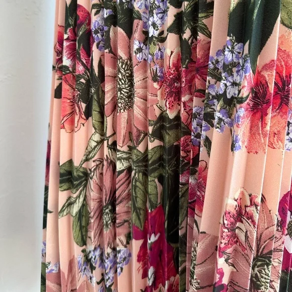 NWT Leith Coral and Pink Floral Midi Dress with Pleated Skirt M - Picture 6 of 15